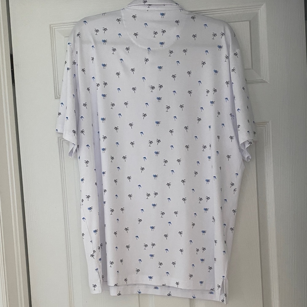 Grand Slam White Polo with Blue Palm Tree Print/flamingoes golf new with tags - Picture 6 of 8